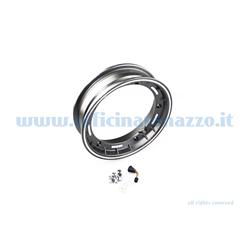 Jante alu tubeless 2.50x10" noire et argent pour Vespa Cosa et adaptable sur Vespa PX (valve et écrous inclus)