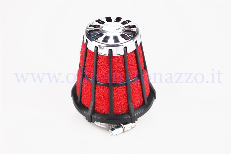 Malossi conical air filter Ø 44mm inlet with black filter and red sponge for PHBL 24/25 carburettor