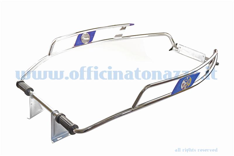 Protection de corps chrome avec logo bleu pour Vespa GT - GTR - Rallye - GL