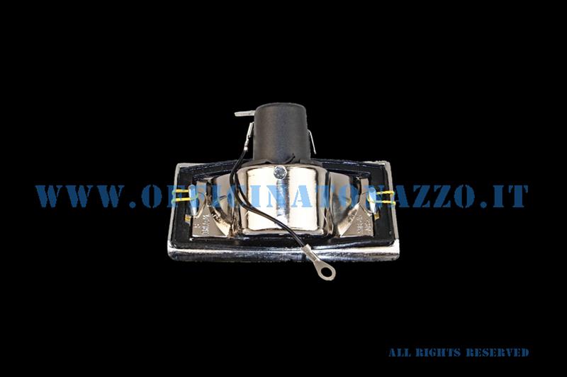 White right front turn signal chrome-ringed complete with bulb for Vespa PX - T5