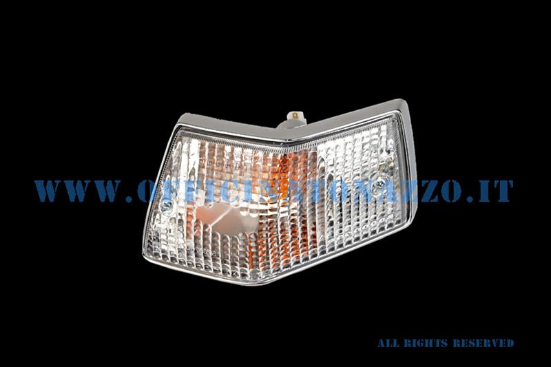 White right rear turn signal with chromed edges for Vespa PX - T5