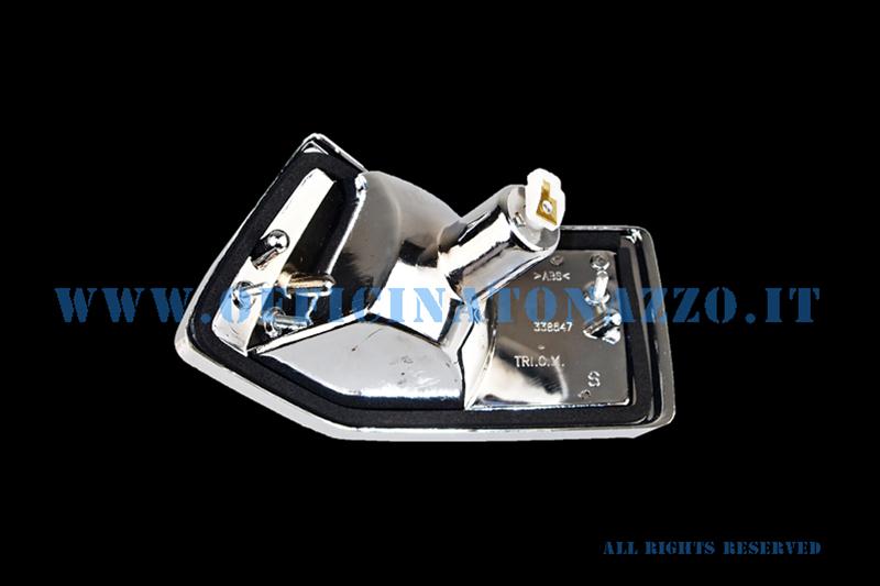Rear turn signal left white with chrome edges complete with bulb for Vespa PX - T5