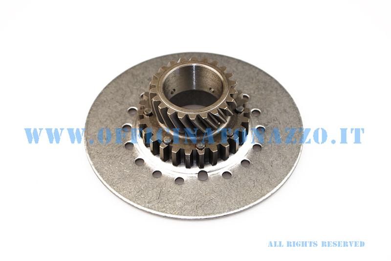 Pinion DRT Z 24 meshes with primary Z 65 original Piaggio (ratio 2,70) elecoidal for Vespa 7-spring clutch