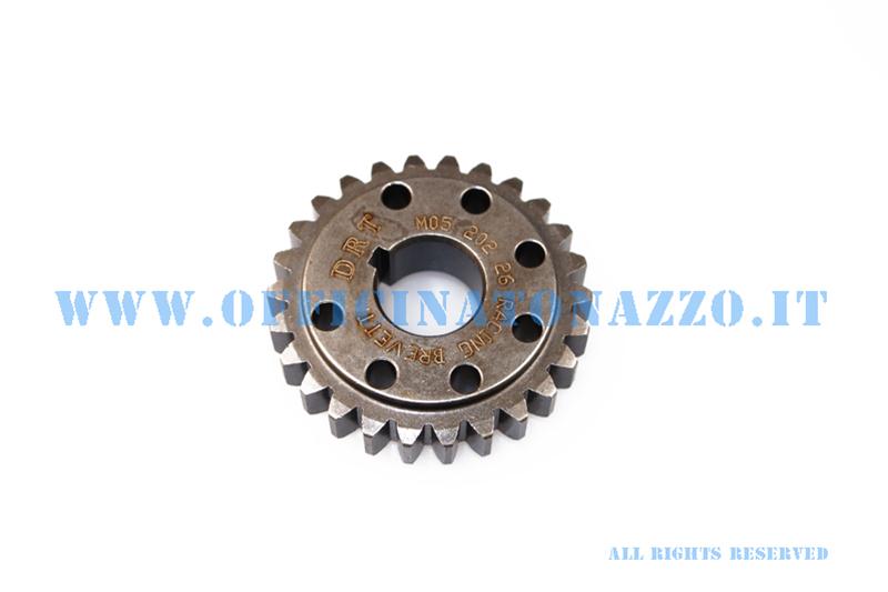 Pinion DRT Z 26 meshes with primary Z 69 (Ratio 2,65) straight teeth for Vespa 50 - Primavera - ET3