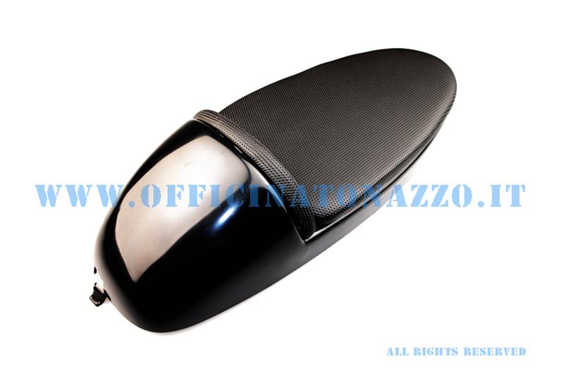 Modelo de carrera de asiento único en ABS negro con palanca de apertura y cojín para Vespa 50 - Primavera - ET3