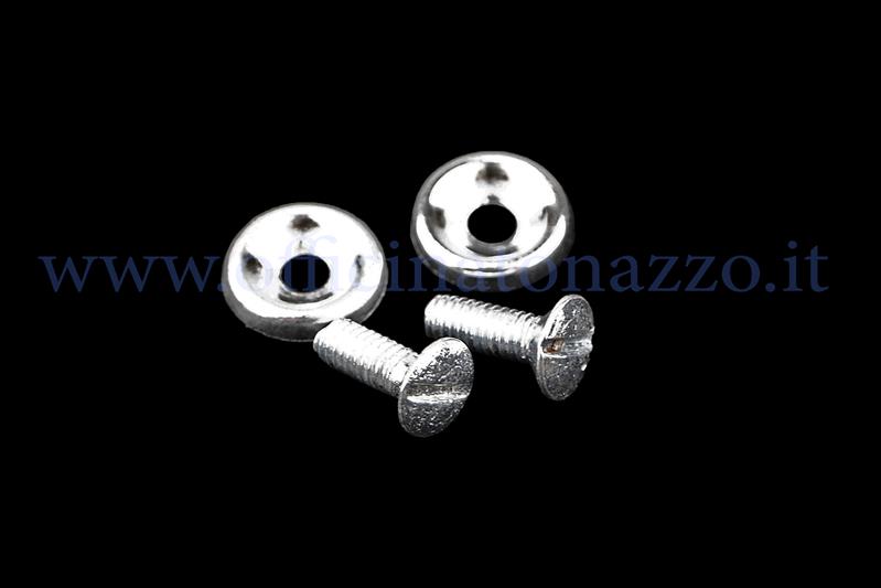 Rounded screw and washer for fixing the headlight ring nut for Vespa VNB - VBB - VNA - GL - SPRINT - GT (2 Pcs)