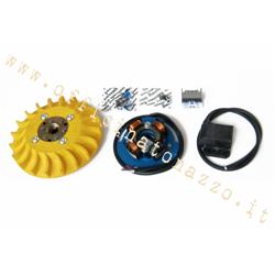 Allumage Parmakit avec cône d'avance variable 20 - 1,5 kg avec volant moteur usiné à partir de solide pour Vespa PX 125/150/200 - PE200 - Rally 200 avec allumage Ducati (ventilateur jaune)