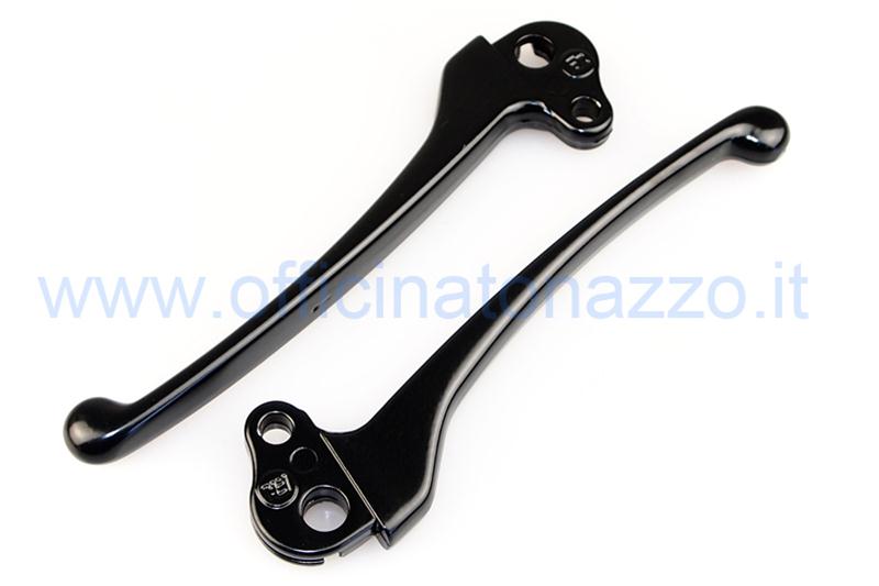 Pair of brake / clutch levers in black aluminum Vespa PX - PE - Arcobaleno