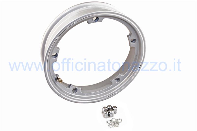 Llanta tubeless aluminio canal gris 2.10x10" para Vespa PX - 50 - Primavera - ET3 (válvula y tuercas incluidas)