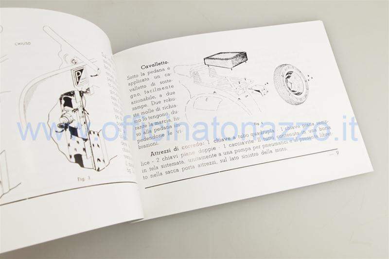 Booklet of use and maintenance for Vespa 125 1951-1952