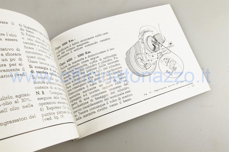 Use and maintenance manual for Vespa 125VNA1T from 1957 to 1958