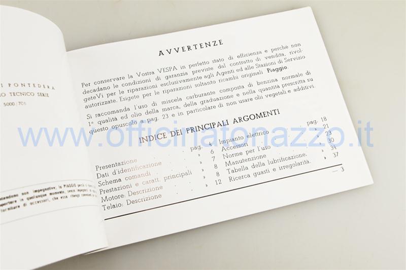 manual of the booklet for Vespa 150 1957