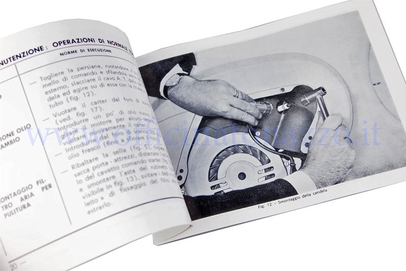 Carnet d'utilisation et d'entretien pour Vespa 50 V5A1T de 1963 à 1971