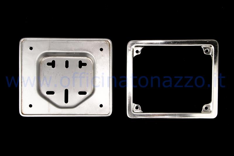 Soporte de placa de hierro con marco de acero inoxidable para Vespa 50