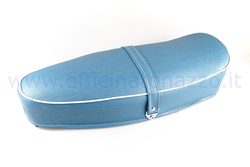 Two-seater saddle with springs in "blue jeans" color for Vespa 50 - Primavera