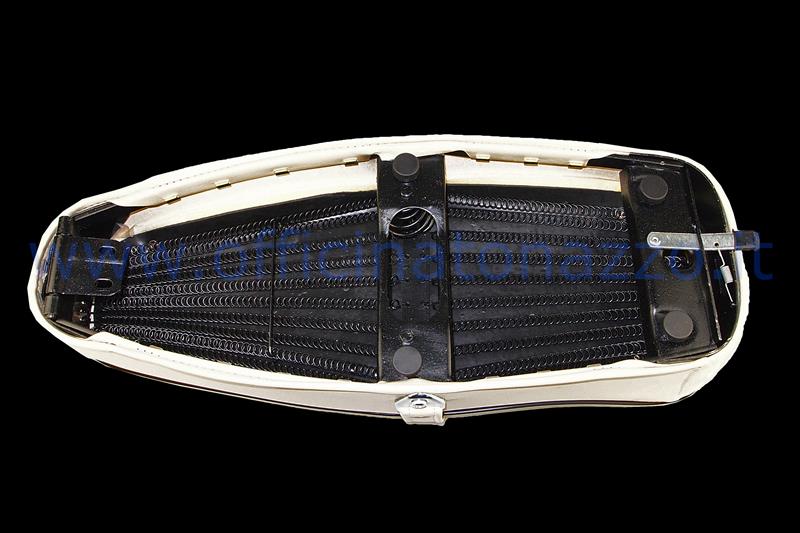 P0030C prof nero - Siège à ressort biplace couleur crème avec profil noir pour Vespa 50 - Primavera - ET3