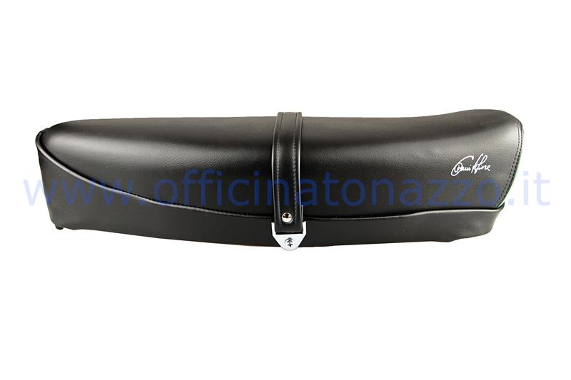 P0040T - Selle biplace à ressort noir sans serrure avec drapeau italien, Vespa 50 R - 50 Special - ET3 - Primavera