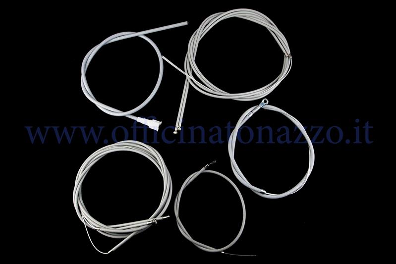 Kit cavi/guaine lisce grigie per Vespa PX con freno a disco