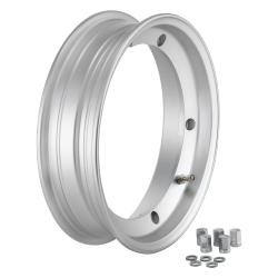 SIP 2.50x10" tubeless rim, gray for Vespa 50-125-150-200, Rally, PX, Sprint etc (pre-assembled valve and nuts included)