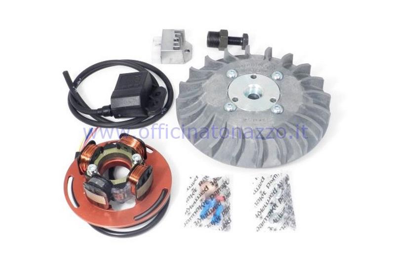 Accensione Parmakit anticipo variabile cono 20 - 1,5 kg con volano ricavato dal pieno per Vespa PX 125/150/200 - PE200 - Rally 200 con accensione Ducati (ventola grigia)