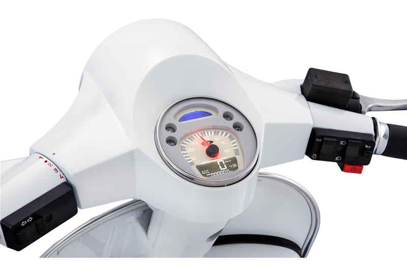 Cuentakilómetros y tacómetro digital 2.0 con fondo blanco para Vespa PX 125/150/200 Arcobaleno - Millenium - también apto para Vespa GTV / GT 60 125-300cc