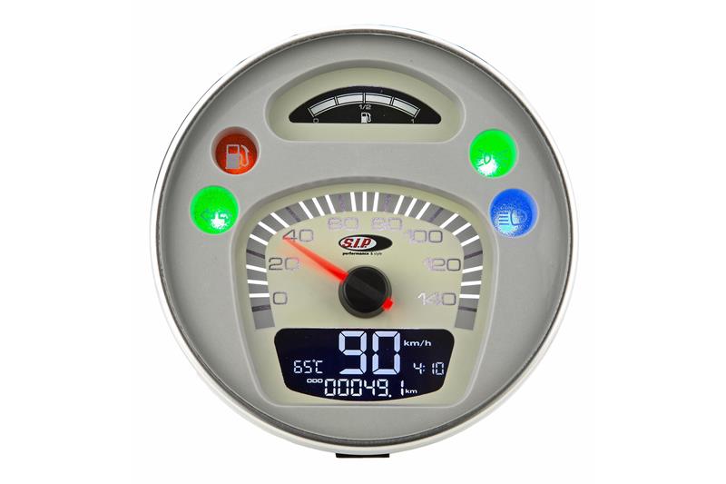 Tachometer und digitaler Drehzahlmesser 2.0 mit weißem Hintergrund für Vespa PX 125/150/200 Rainbow - Millenium - auch für Vespa GTV / GT 60 125-300cc geeignet