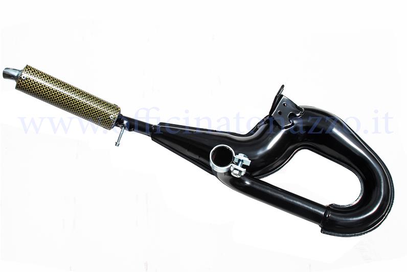 Simonini black expansion muffler with carbon silencer for Vespa 125 - 150