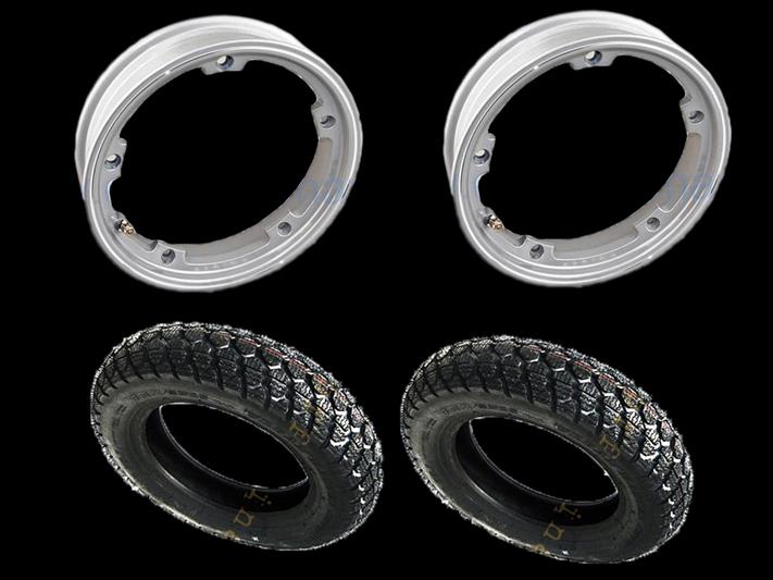 - Paire de jantes déjà assemblées avec jante grise tubeless 2.10x10 avec pneu hiver IRC tubeless 3.50 x 10 - 59J M + S