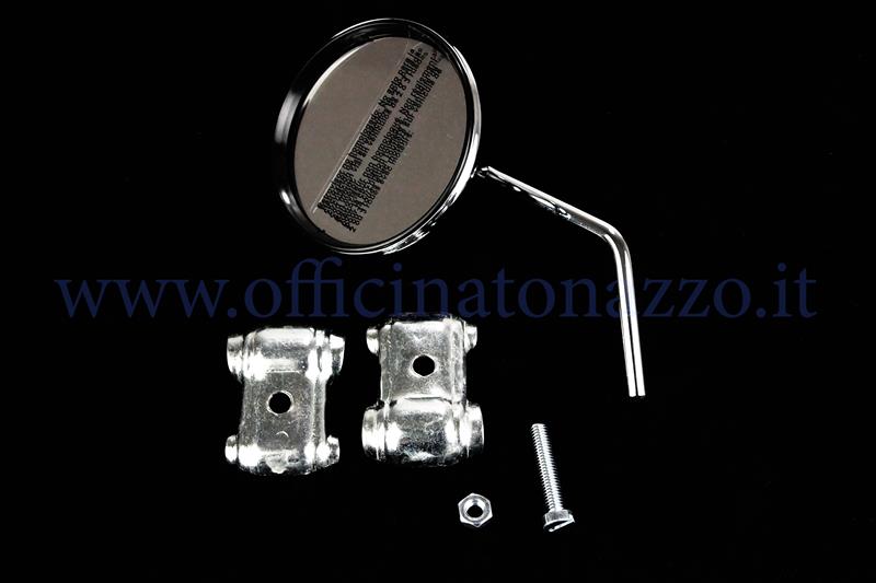 Chrome round left or right rearview mirror for Vespa shield