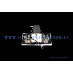White left front turn signal chrome-ringed complete with bulb for Vespa PX - T5