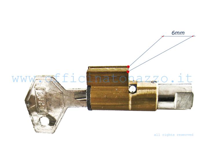 Antivol de direction - coffre (guide 6mm, diamètre cylindre 11,6mm) pour Vespa PX - PE