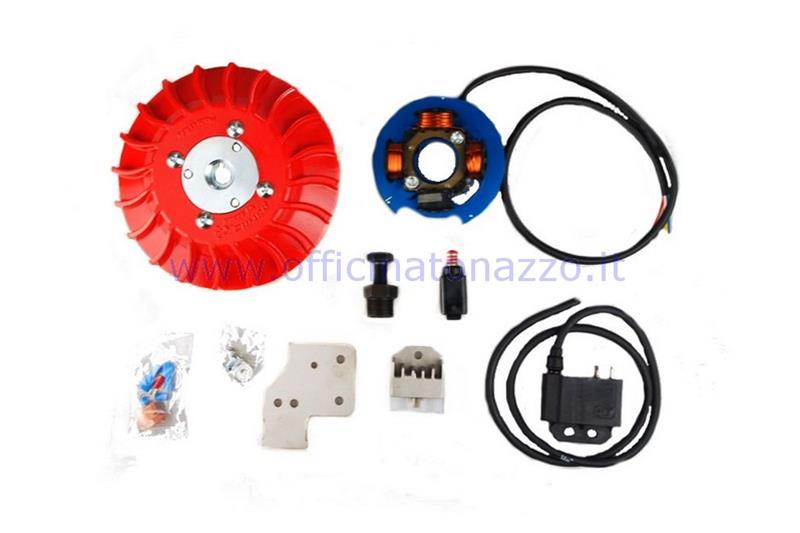 57061.22 - Accensione Parmakit anticipo variabile cono 20 - 2,2 kg con volano ricavato dal pieno per Vespa PX 125/150/200 - PE200 - Rally 200 con accensione Ducati (ventola rossa)