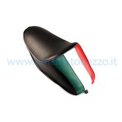 P0010T - Einsitziger schwarzer Federsitz mit dreifarbigem Buckel, italienischer Flagge, Vespa 50 R - 50 Special