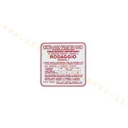 ST0558 - Vespa sticker "Rodaggio 6%" - 4 speeds, red