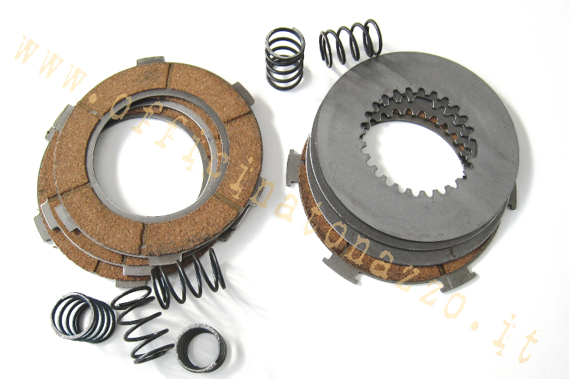 Clutch discs 4 with intermediate cork discs and 6 springs for Vespa 125-150