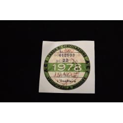 Vespa sticker road tax 1978