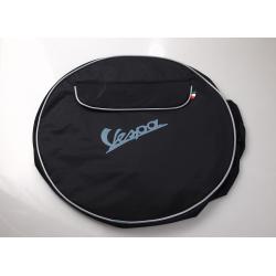 Black spare wheel cover with Vespa writing and document pocket for 10 "rim