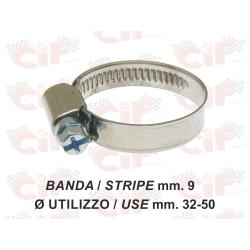 Stainless steel clamp height 9 mm, using sleeve 32-50 mm