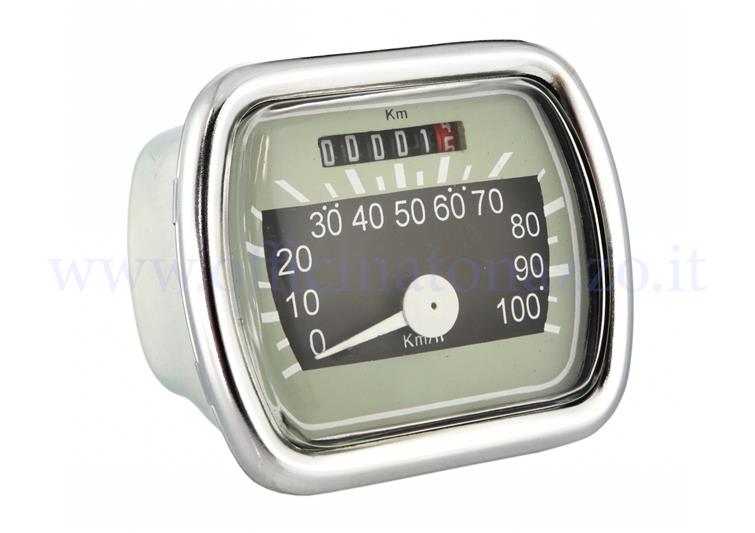 Echelle compteur kilométrique 100km/h beige / fond noir pour Vespa 125 VN - VLA 2-3 (73x62mm)