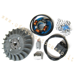 Accensione Parmakit anticipo variabile cono 19 - 1,5 kg con volano ricavato dal pieno per Vespa 50 - ET3 - Primavera - PK (ventola grigia)