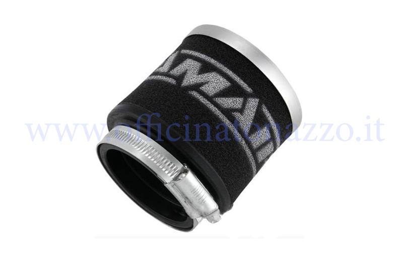 Filtro aria in spugna RAMAIR imbocco Ø=41mm carburatore PHBL 24/26  (alt. 65 diam.70 ) con coperchio in alluminio lucido