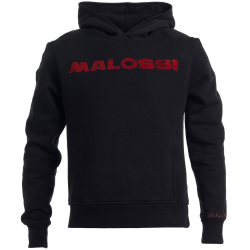 Felpa con cappuccio MALOSSI GRIFFE "Pole Position", nera, unisex, taglia M, slim fit, stampa frontale, 100% cotone