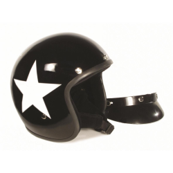 Casco BANDIT Jet Star, con stelle bianche, taglia XS, 53-54cm, nero, casco aperto, GRP, con ECE 22-05