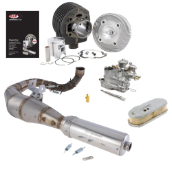 Tuning Kit SIP 125 cc SPORT "Legal" per Vespa P80X/PX80 E /Lusso senza pompa dell'olio, Ã˜ 57mm, ghisa, 3 porte, corsa 48mm, con testata, con certificazione del pezzo, incl. scarico racing SIP Performance, carburatore SI 24.24, getto, filtro aria, TUNI