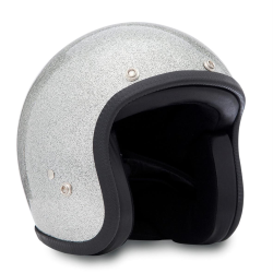 Casco 70'S "METAL FLAKES", taglia S, argento, casco aperto, in vetroresina, a norma ECE