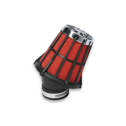 Filtro aria racing MALOSSI E5, 30Â°, GURTNER PA 325 HD 21, attacco: 28mm, h 115 mm nero, filtro interno: rosso