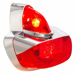 Fanale posteriore per Vespa 125 VNB1 -5/150 VBB/GS VS5/160 GS, rosso, corpo in metallo, cromato, presa luce posteriore: Ba15s, presa luce freno: Ba15s, senza lampadine, senza guarnizione, grado B - riparazione decente
