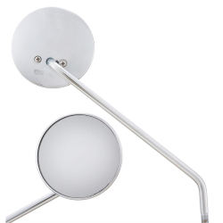Specchio Standard FAR destro, rotondo, Ã˜ 100 mm, cromato, involucro in metallo per Vespa tutti i modelli Classic lunghezza stelo 220mm, filettatura (stelo specchio): M10 - per montaggio sulla parte inferiore del manubrio, con e-mark, con supporto per spe