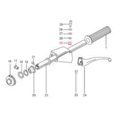 Dado M5 mm, LML, leva manubrio, per Vespa 50-125/PV/ET3/125 GT /GTR/Super/TS/150 GL/Sprint /V/Super/180 SS/Rally, anche per Vespa PX 80-200/PE /Lusso/'98/MY/T5