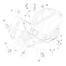 Clip cavo freno, PIAGGIO posteriore, per Vespa Primavera/Sprint 50 -150ccm